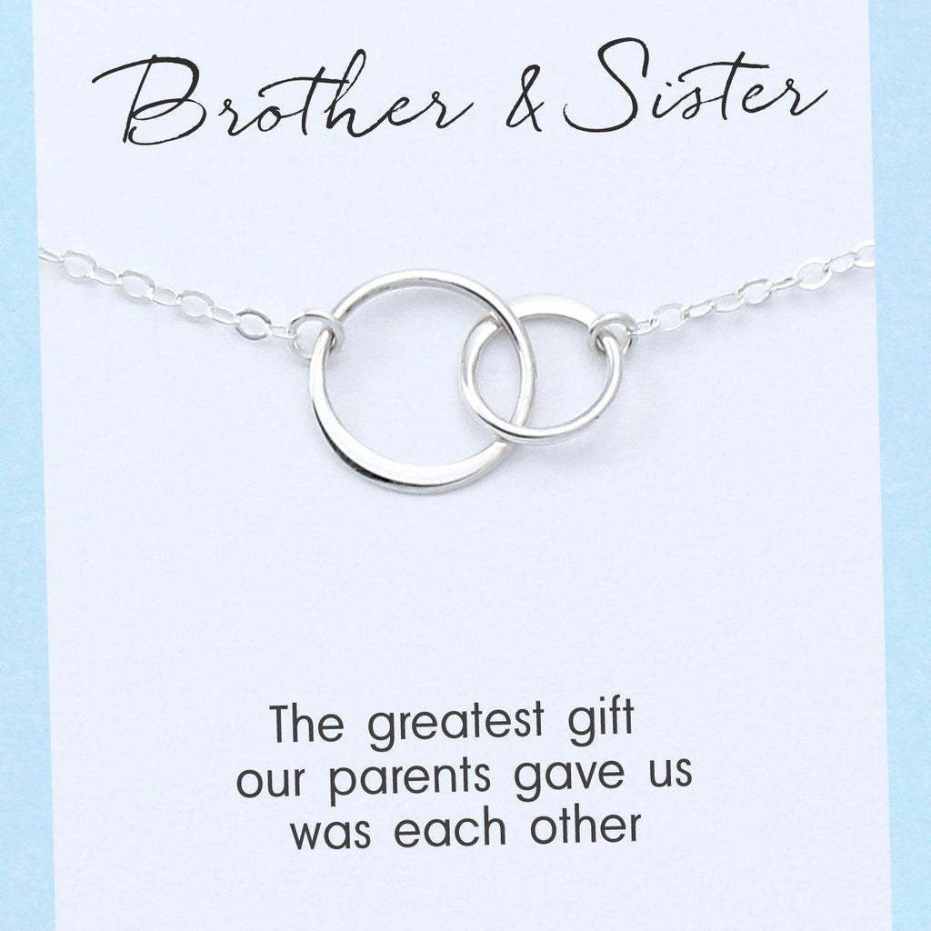 Sterling Silver Brother Sister Necklace: Connected Circles, Friendship Gift