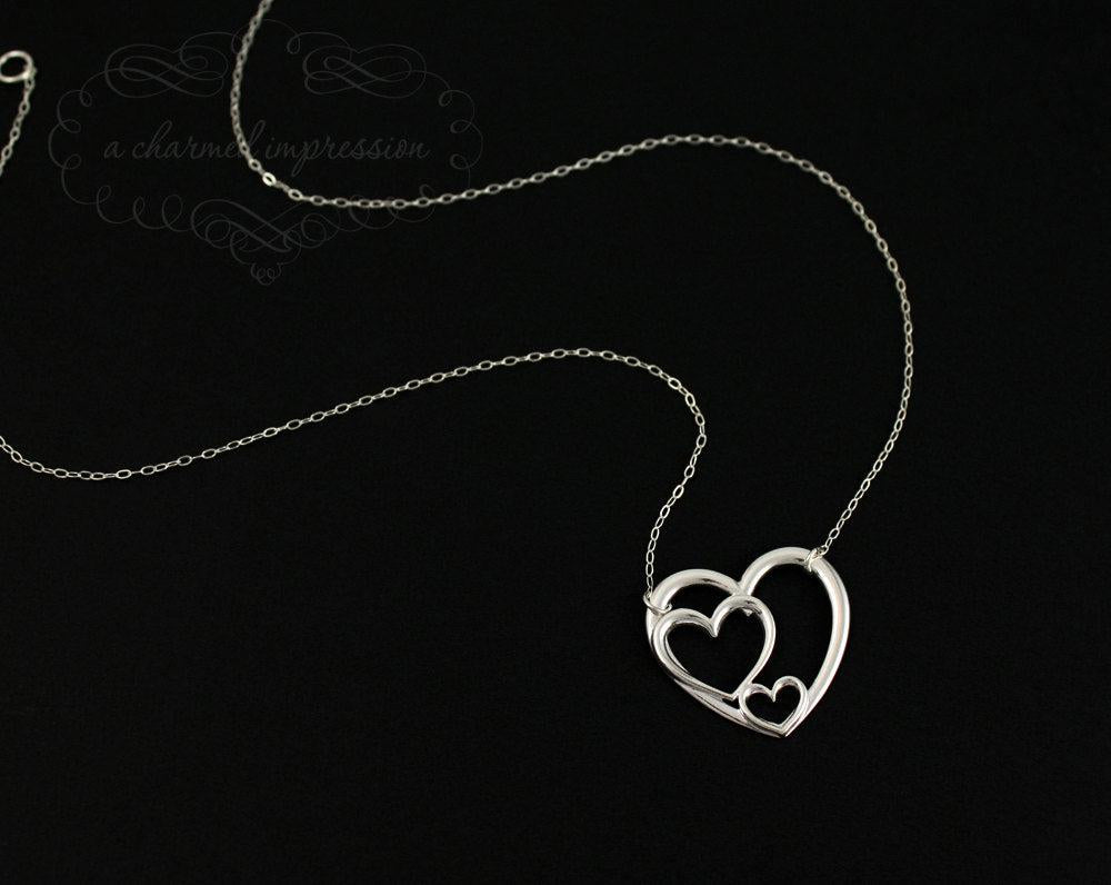 Three Generations Sterling Silver Heart Necklace: Sentimental Family Keepsake