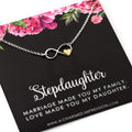 Stepdaughter Gift: Sterling Silver Infinity Necklace with Gold Heart