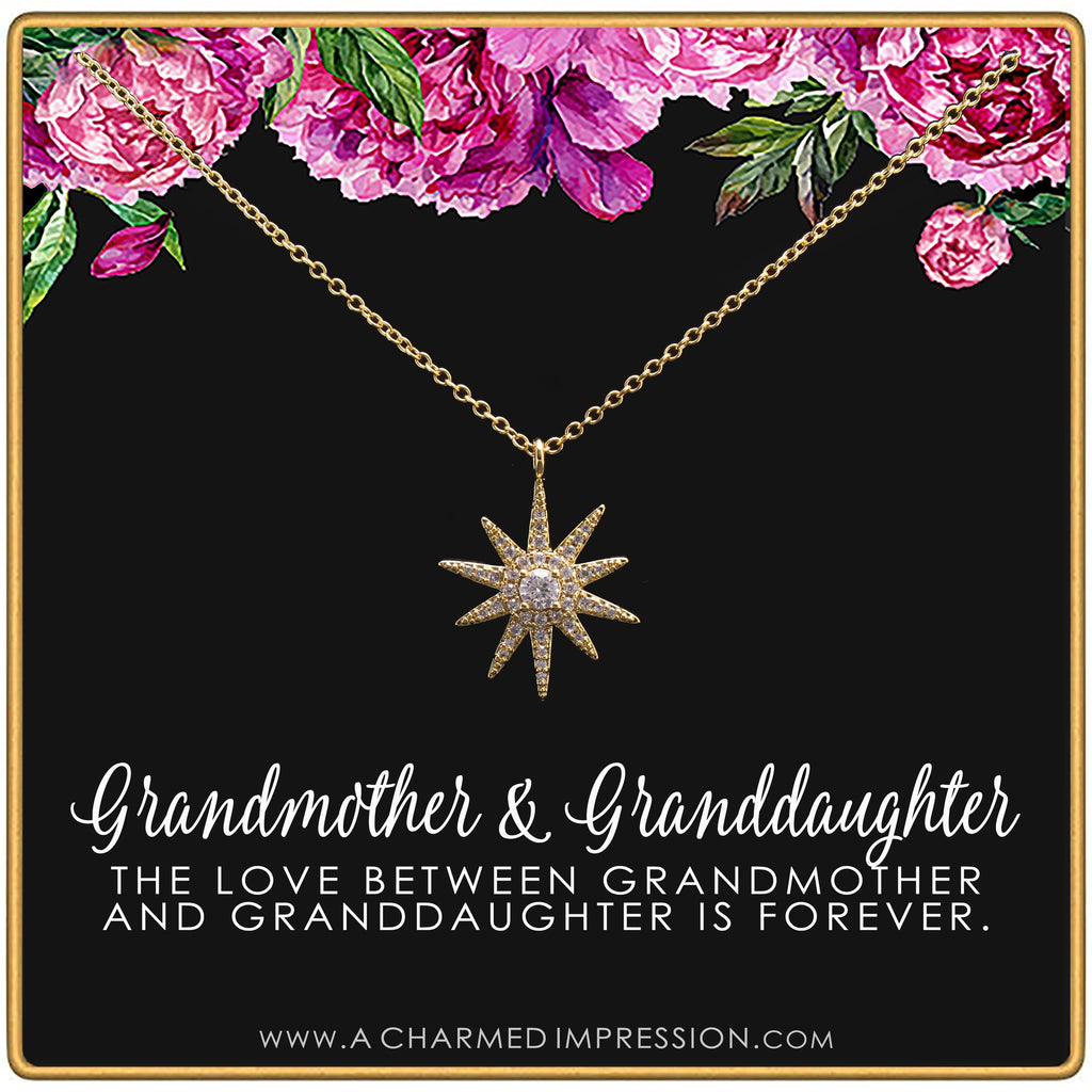 Grandmother & Granddaughter  Unique Gift for Grandma  Infinite Love  Silver  Intentional Keepsake Jewelry - Large CZ Starburst
