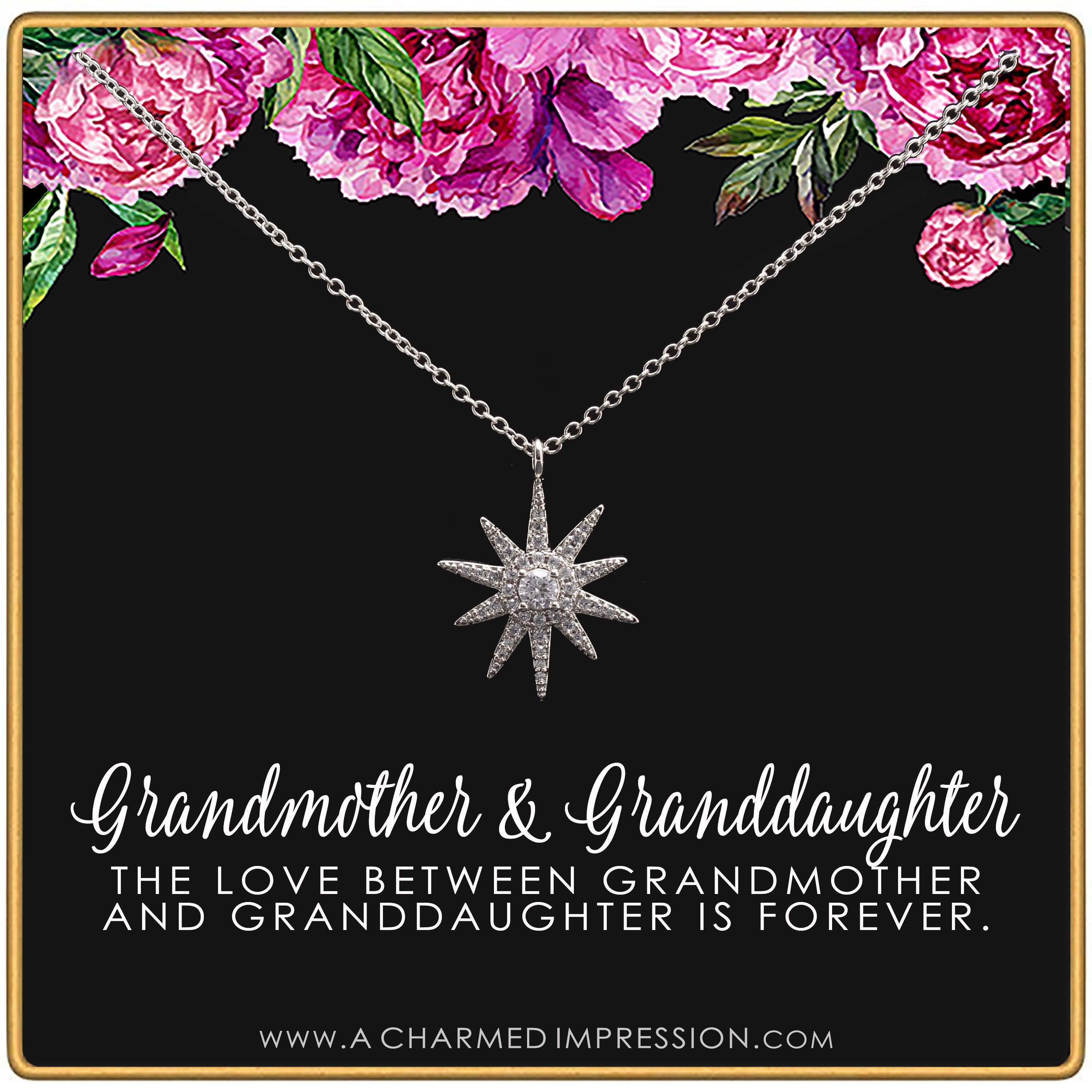Grandmother & Granddaughter  Unique Gift for Grandma  Infinite Love  Silver  Intentional Keepsake Jewelry - Large CZ Starburst