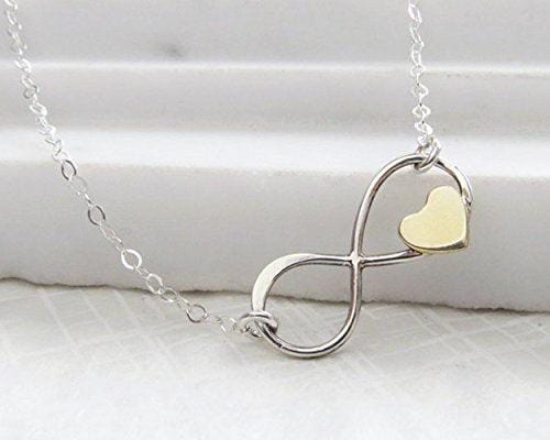 Father Daughter Necklace: Sterling Silver Infinity, Gold Heart