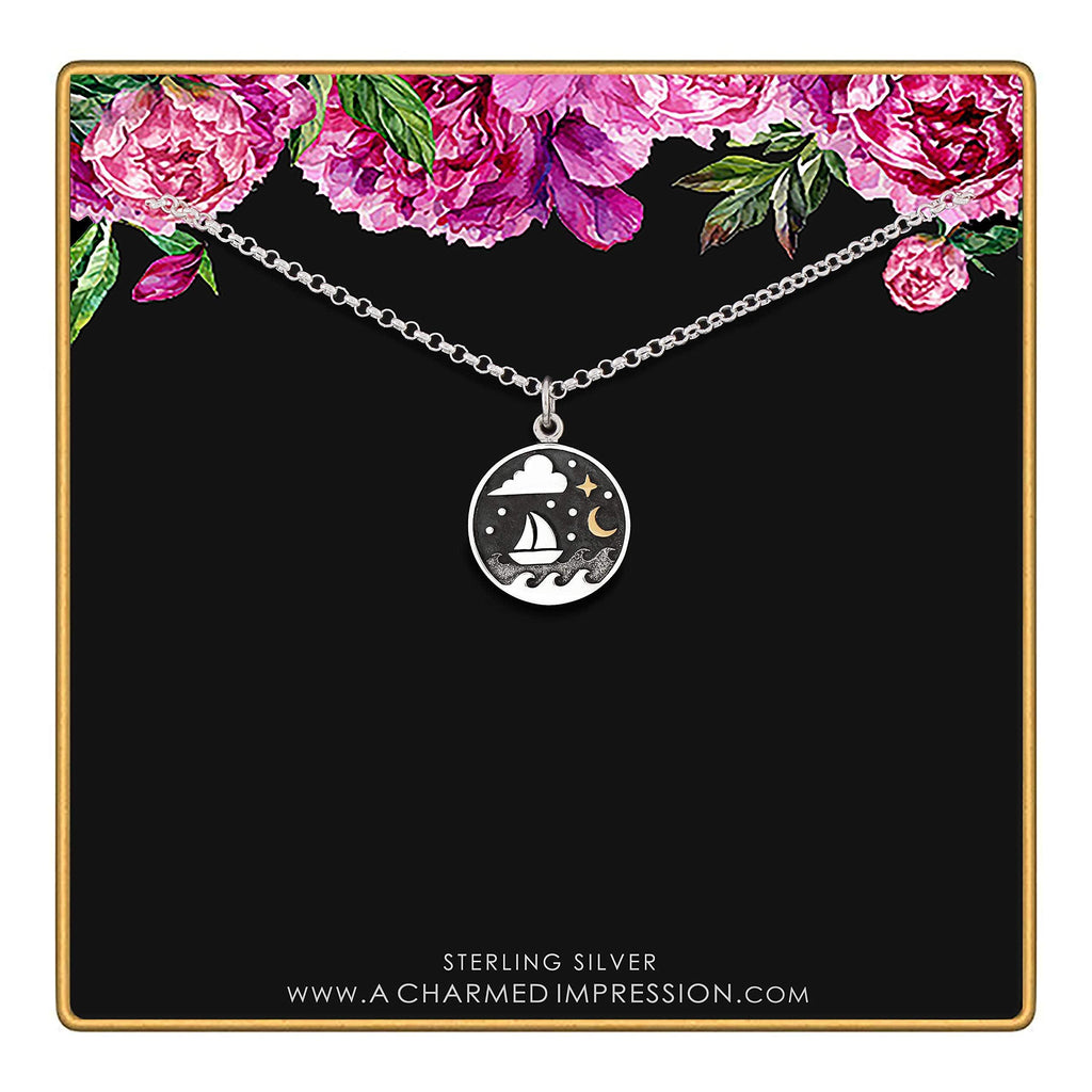 Sterling Silver Sailboat Charm Pendant Necklace: Ocean Adventure