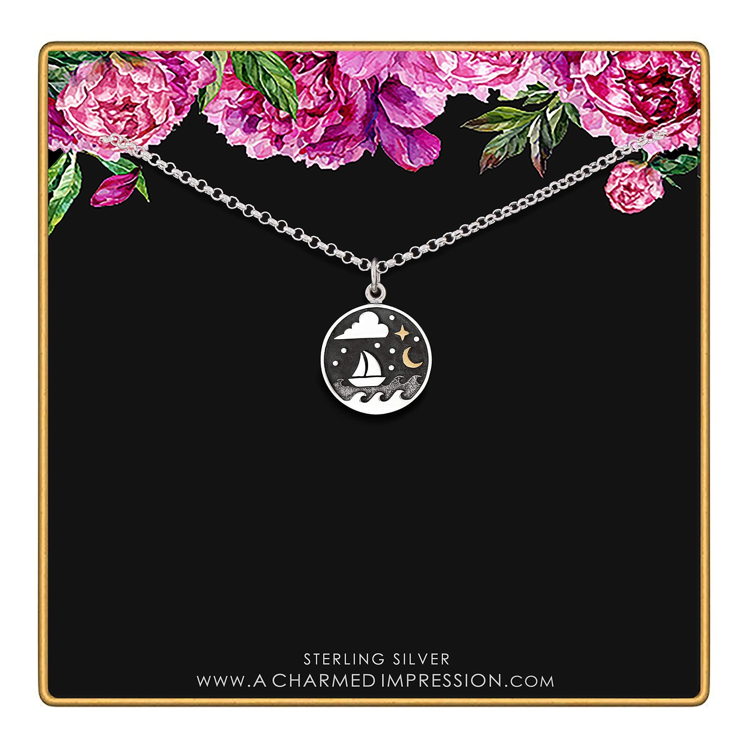 Sterling Silver Sailboat Charm Pendant Necklace: Ocean Adventure