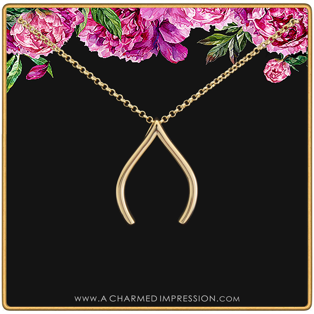 Wishbone Ring Holder Necklace: 14k Gold Vermeil Good Luck Pendant