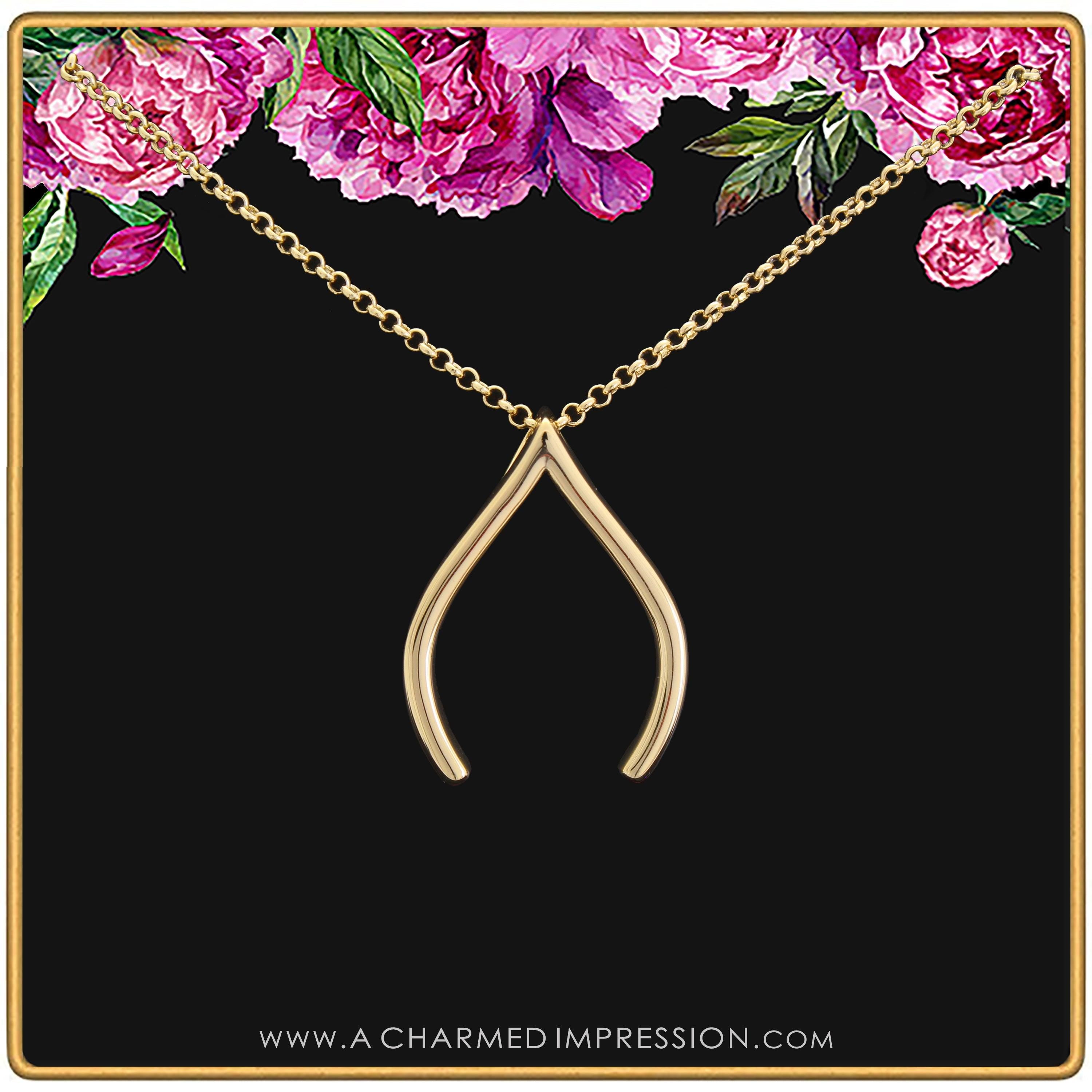 Wishbone Ring Holder Necklace: 14k Gold Vermeil Good Luck Pendant