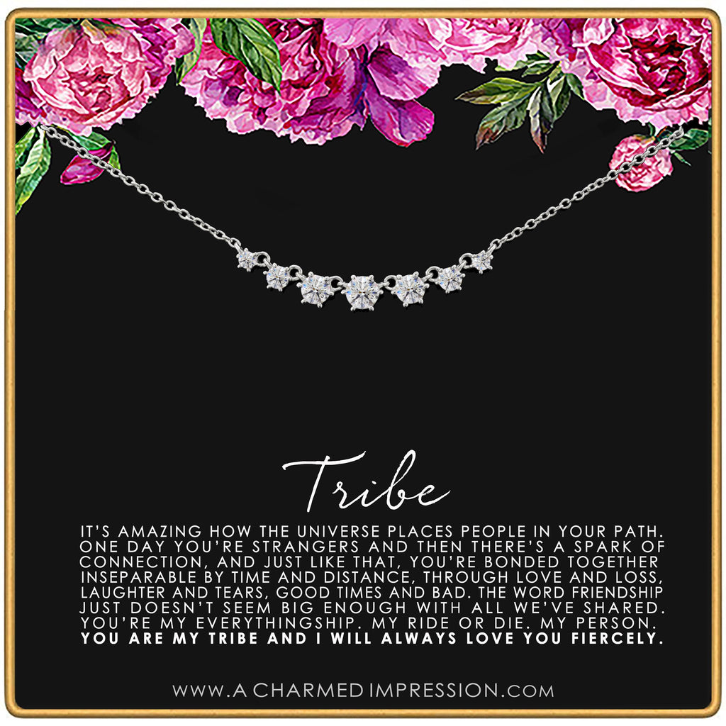 Best Friend Tribe Necklace  Soul Sister Gift  Friendship Jewelry  7 Crystal Necklace  Birthday, Best Friends