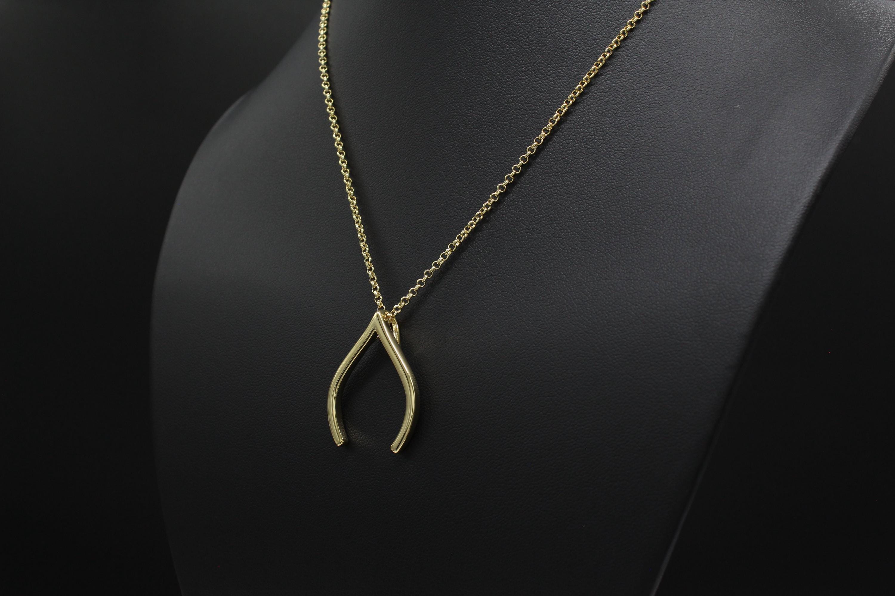 Wishbone Ring Holder Necklace: 14k Gold Vermeil Good Luck Pendant