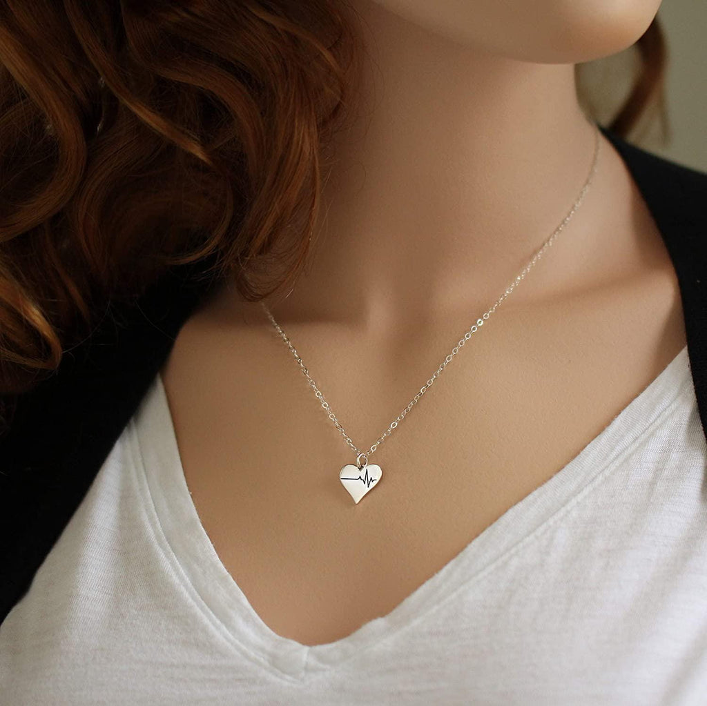 Sterling Silver EKG Heartbeat Necklace: EMT Nurse Doctor Gift