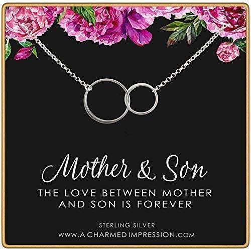 Mother Son Necklace: Sterling Silver Double Circle, Boy Mom Gift