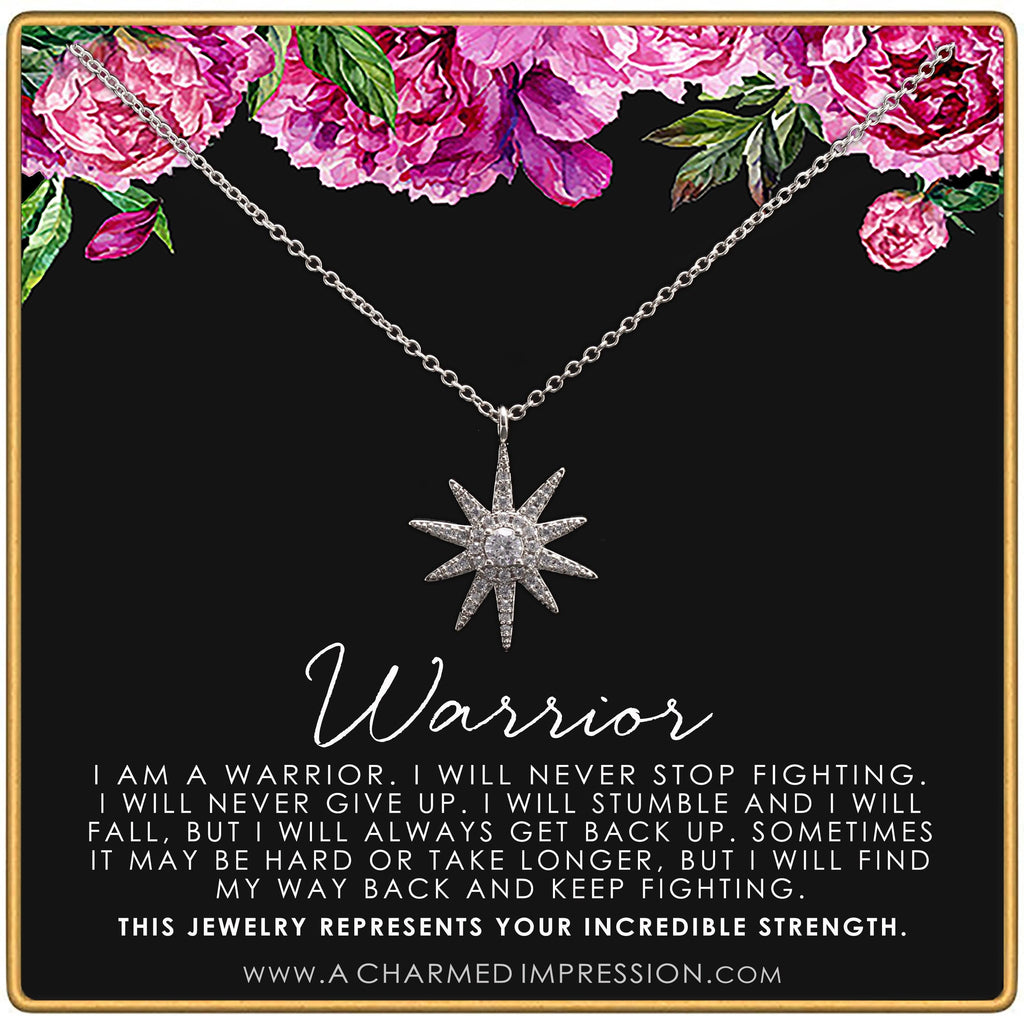 Warrior Necklace  Addiction Recovery  Survivor Gift  Polaris North Star Pendant  Strength  Encouragement  Cancer Divorce