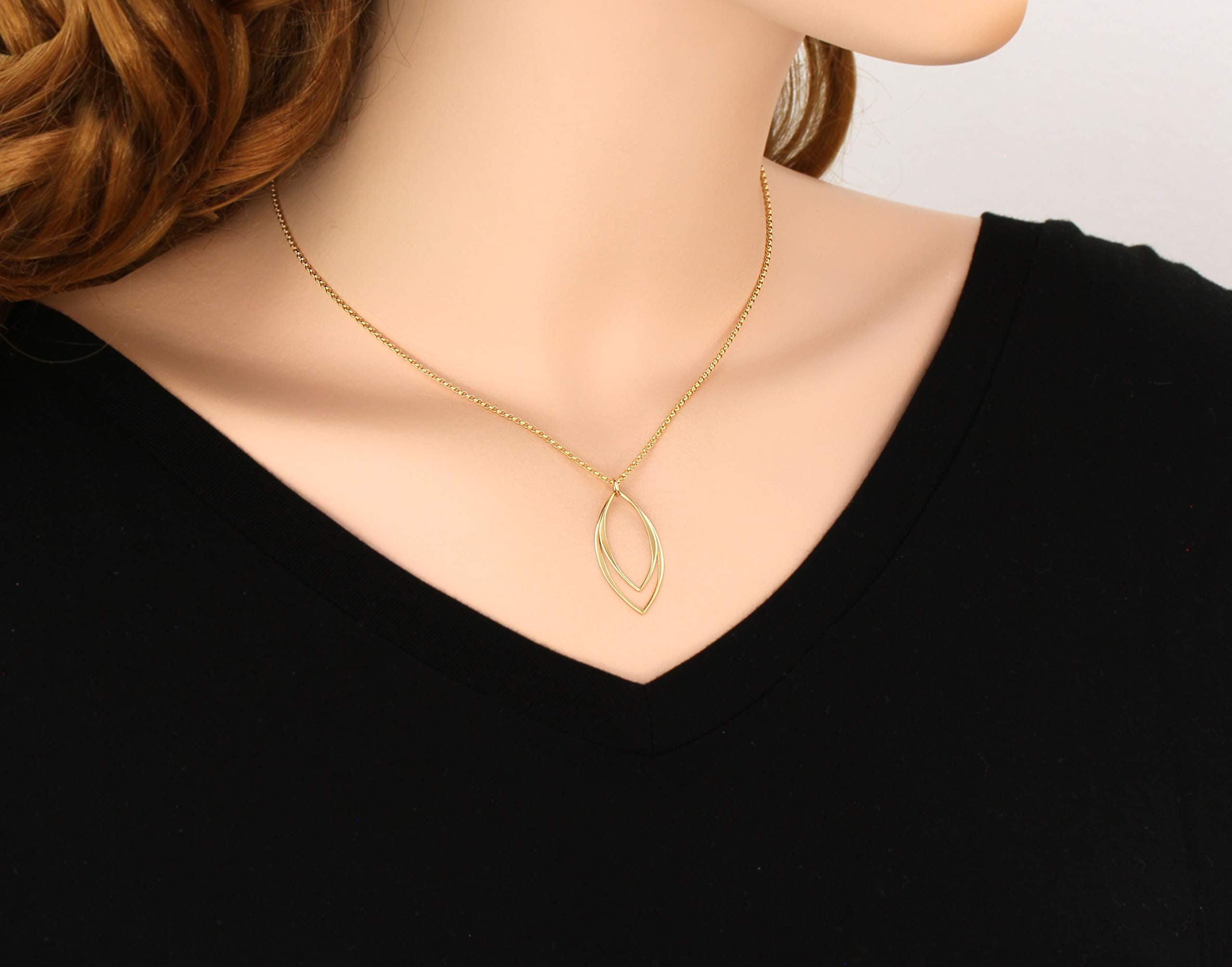 14k Gold Filled Marquise Pendant Necklace: Minimalist Handmade Jewelry
