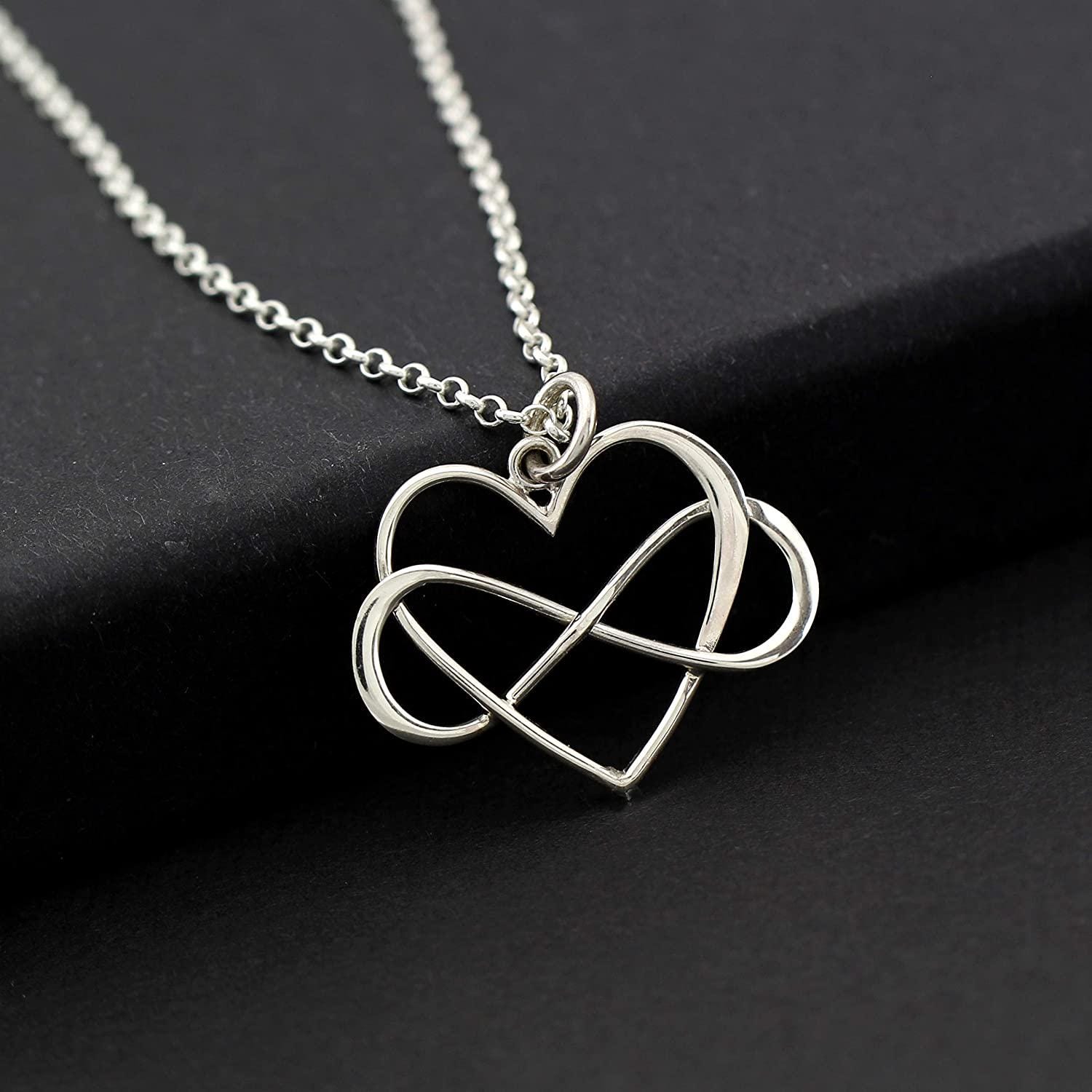 Best Friend Infinity Heart Necklace Silver Long Distance BFF Gift Meaningful Jewelry Sisterhood Miss You Pendant Handmade