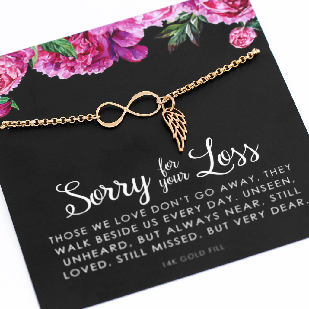 Sterling Silver Infinity Angel Wing Bracelet: Memorial Gift