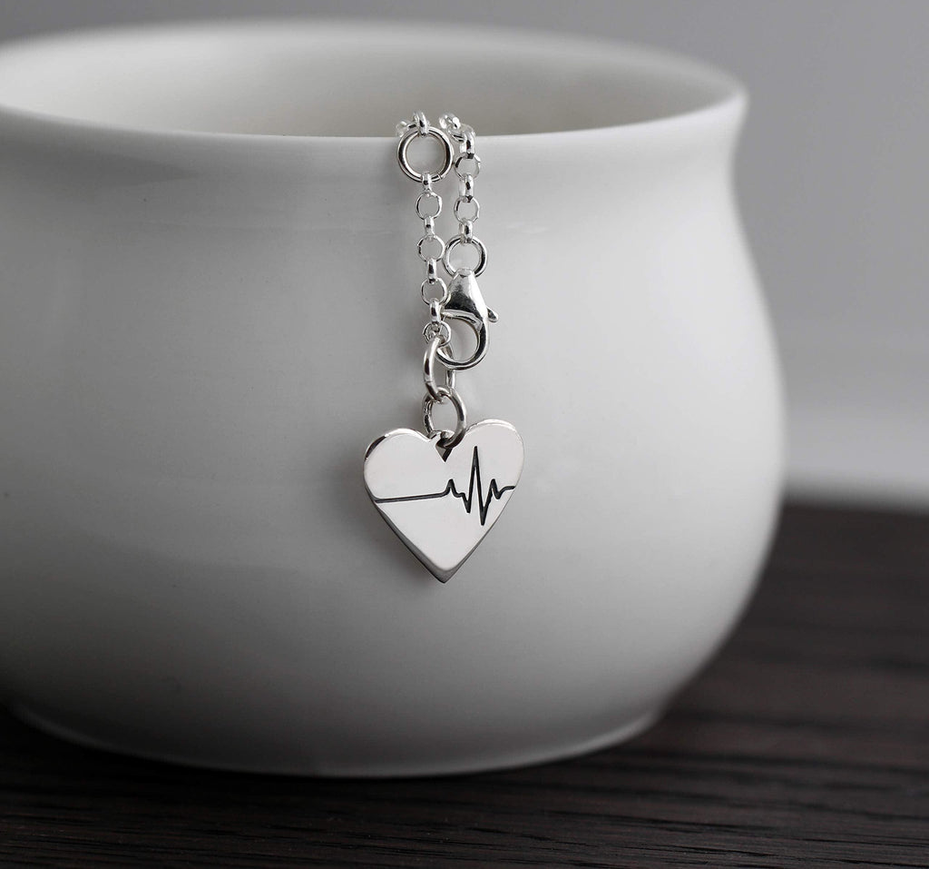 Everyday You Change the World  Sterling Silver EKG Heart Bracelet  Appreciation Gratitude Gift for Medical Health Care Professional