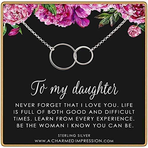 Sterling Silver Eternity Circle Necklace - Daughter Gift from Mom