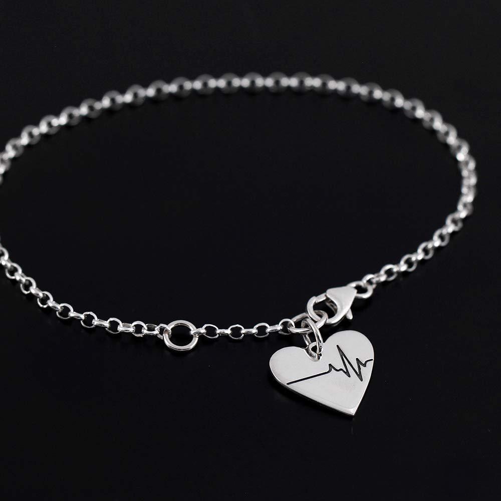 Everyday You Change the World  Sterling Silver EKG Heart Bracelet  Appreciation Gratitude Gift for Medical Health Care Professional