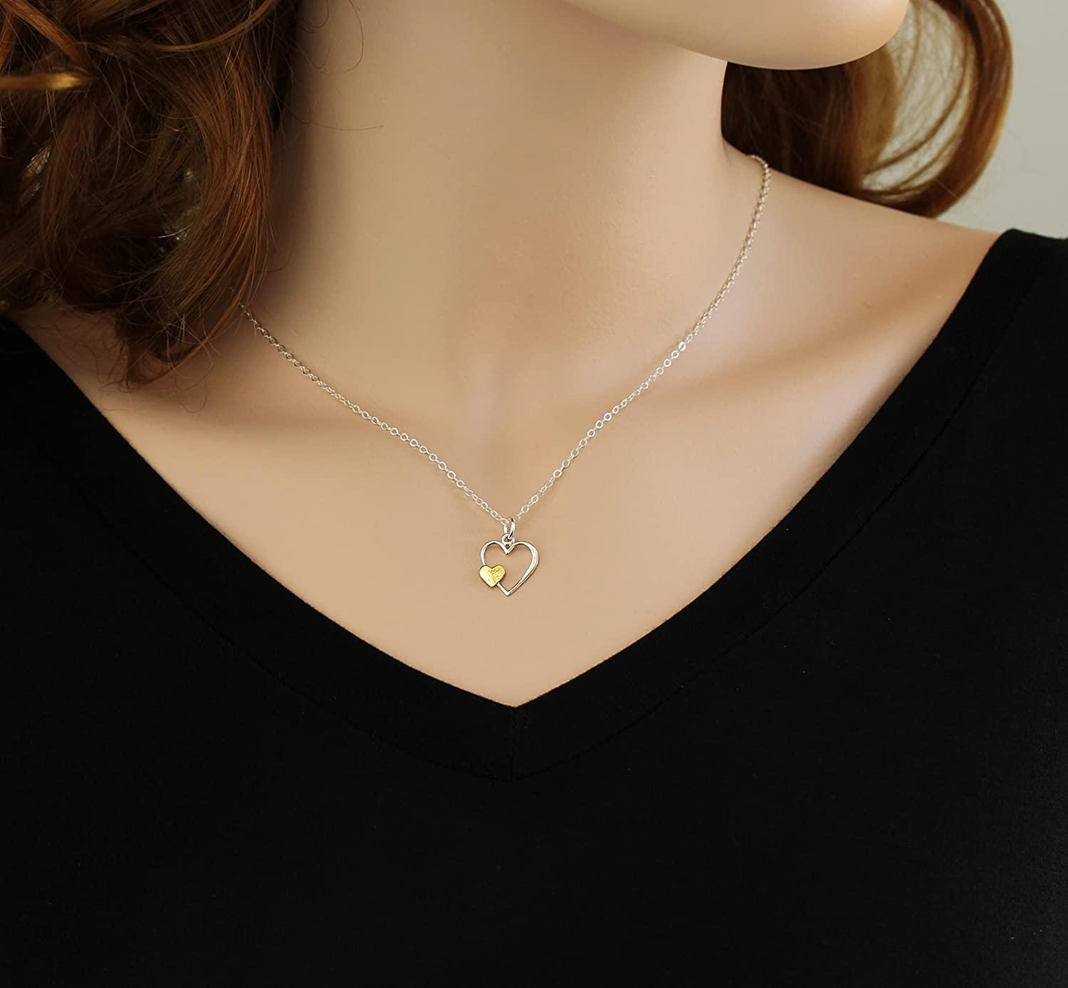 I Carry Your Heart in Mine  Remembrance Necklace  Silver & Gold Charm  Intentional Keepsake Jewelry