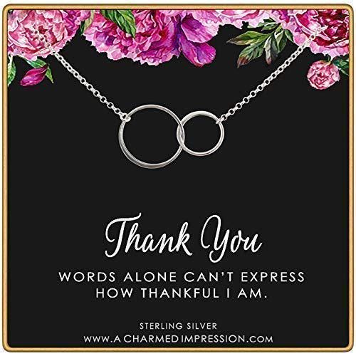 Thank You Gift for Women  Sterling Silver Necklace  Thank You Gifts  Card and Jewelry  Babysitter, Hostess, Mentor, Coworker,