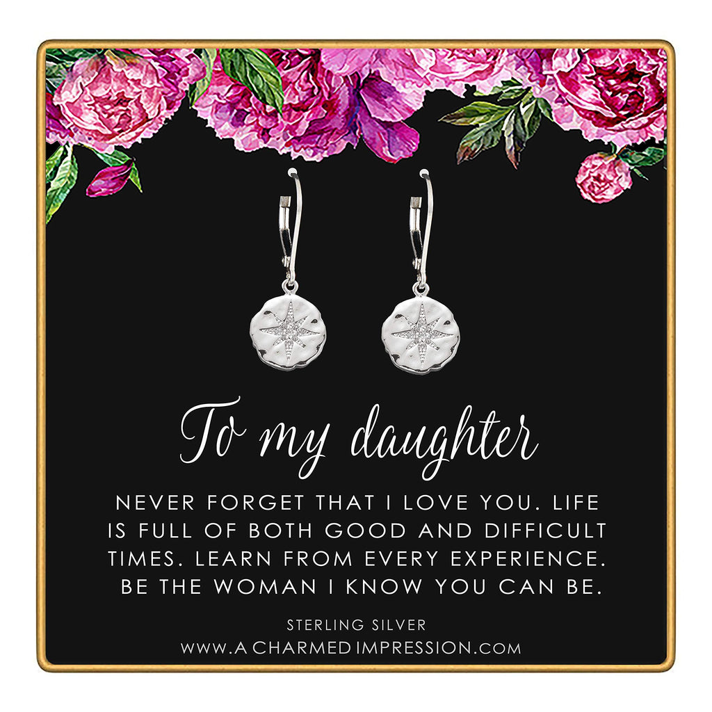 Sterling Silver Starburst Earrings: Daughter Gift from Mom