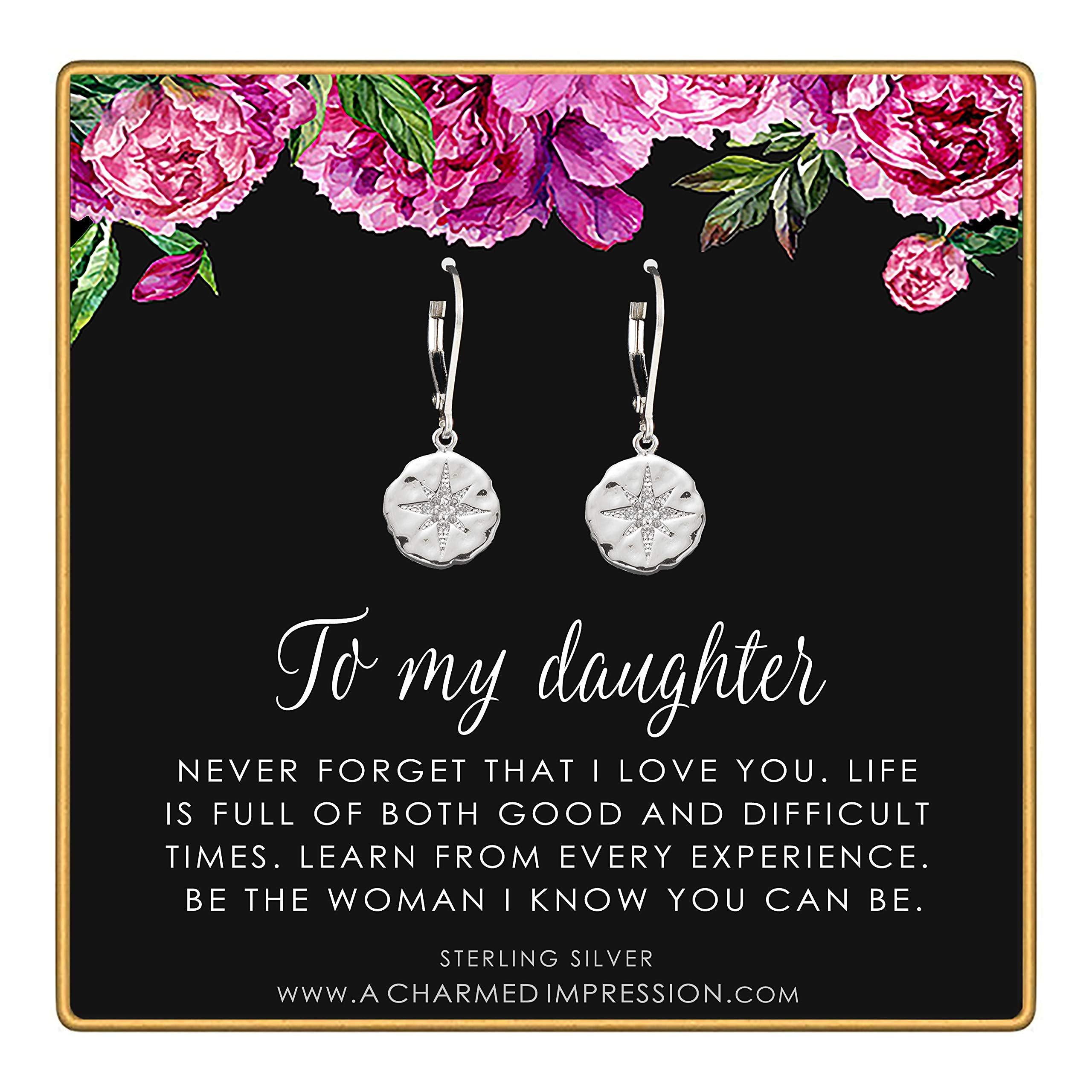 Sterling Silver Starburst Earrings: Daughter Gift from Mom