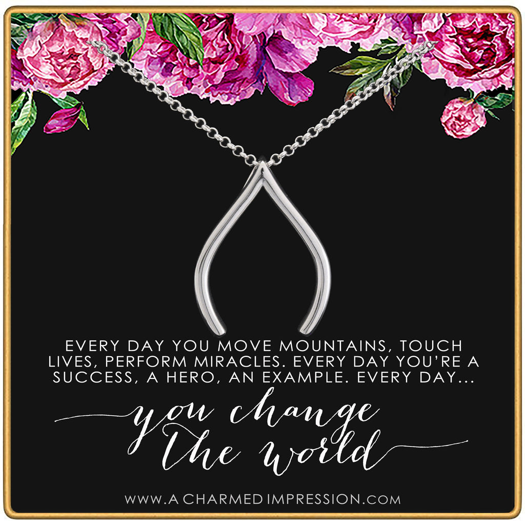 Wishbone Ring Holder Necklace: 14K Gold or Silver Inspirational Jewelry