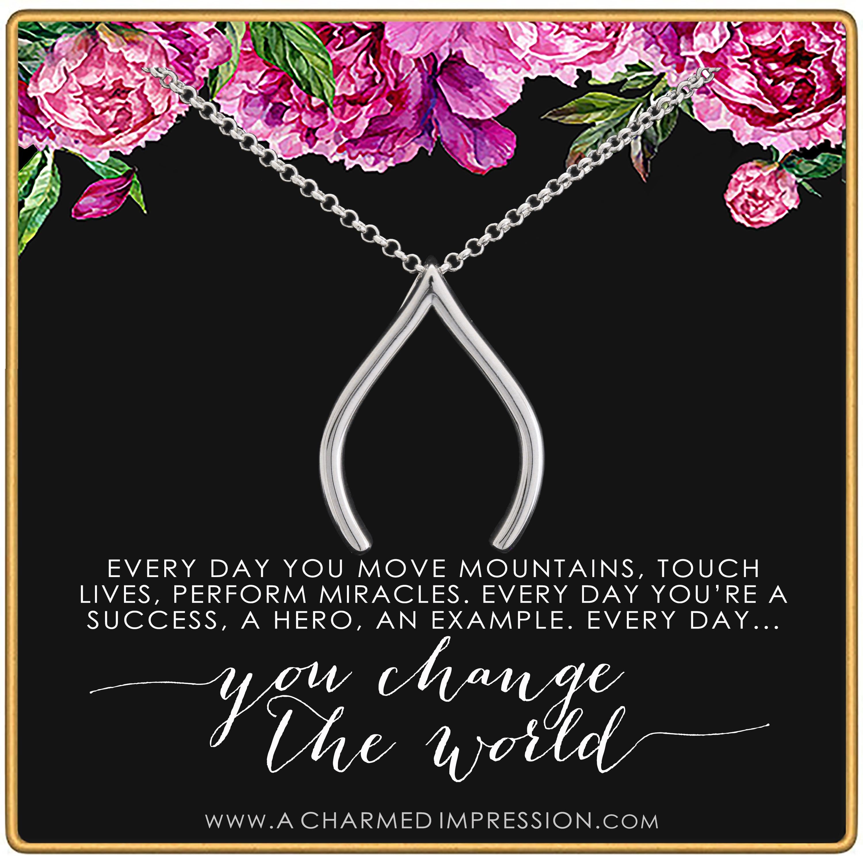 Wishbone Ring Holder Necklace: 14K Gold or Silver Inspirational Jewelry