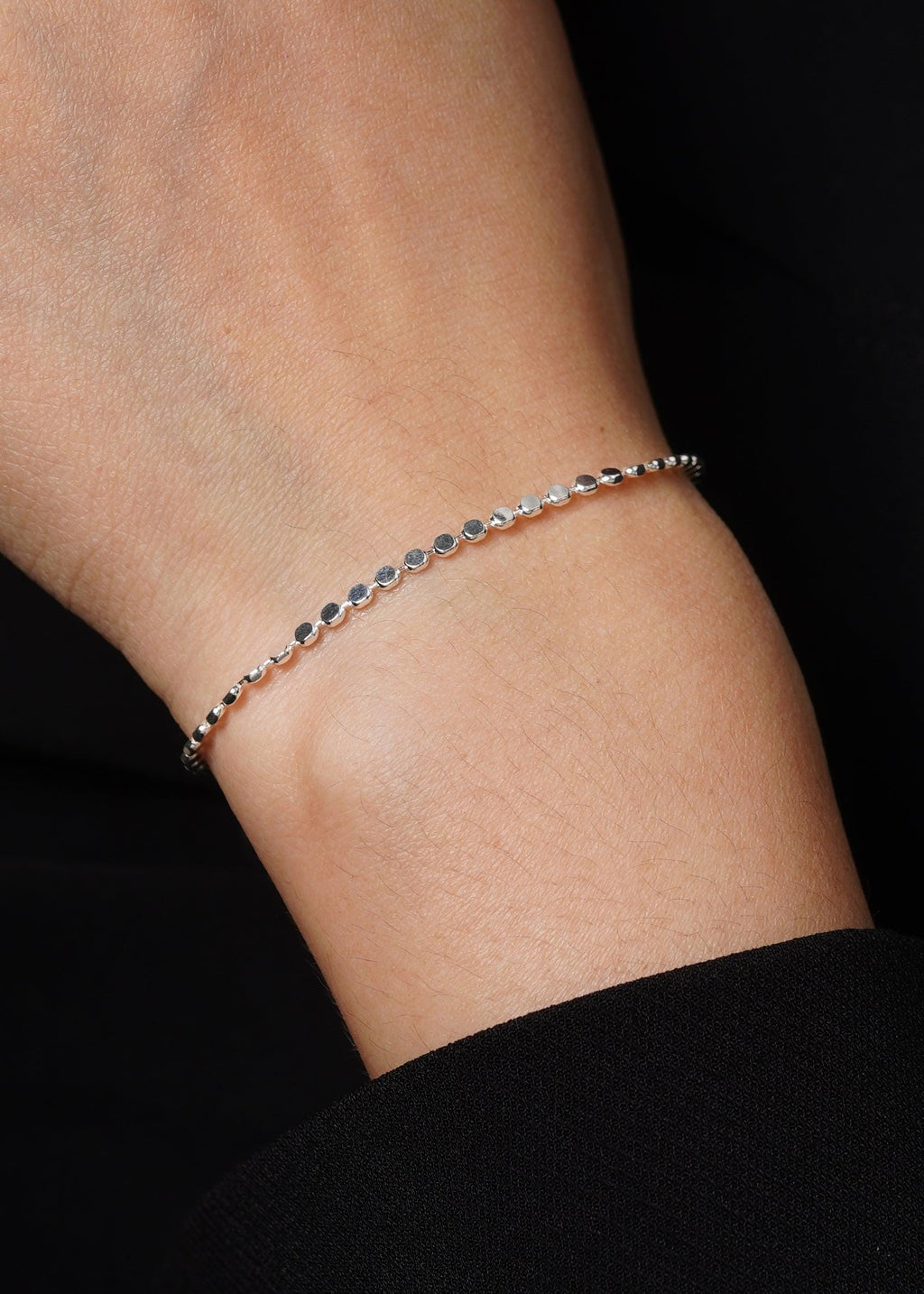 Dainty Gold Bracelet: 14k Faceted Bead Wedding Jewelry