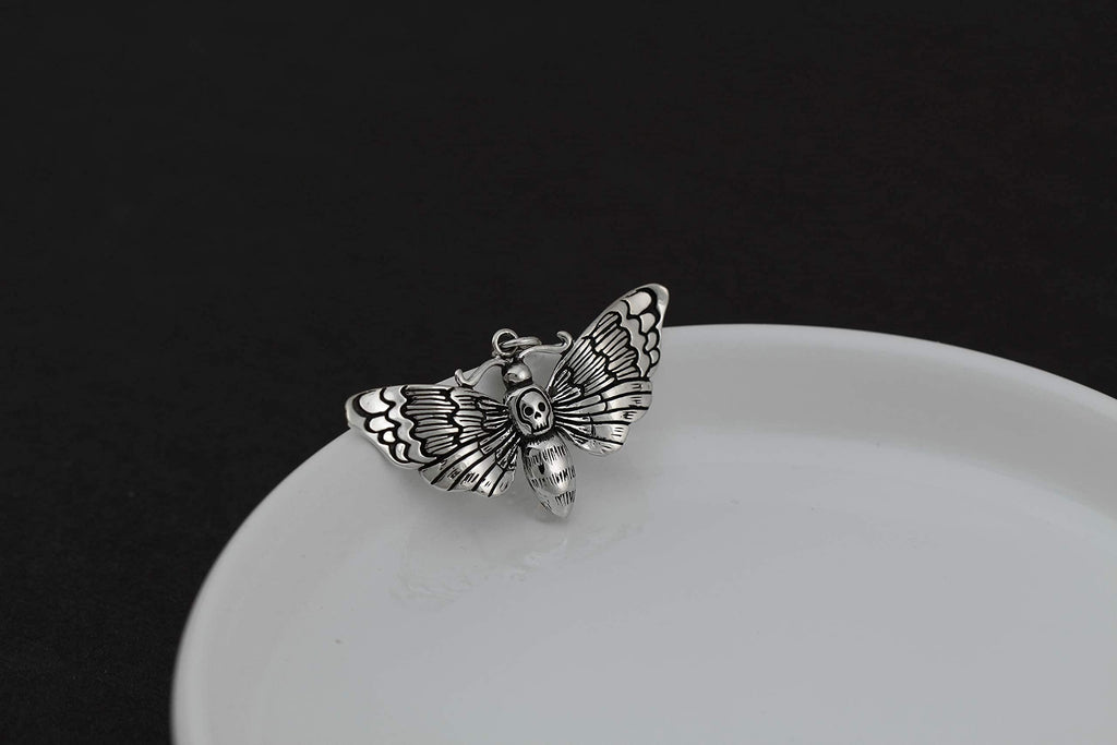 Large Sterling Silver Death Moth Necklace  Spiritual Jewelry  Rebirth Transformation  Sensuality  Goddess Jewelry
