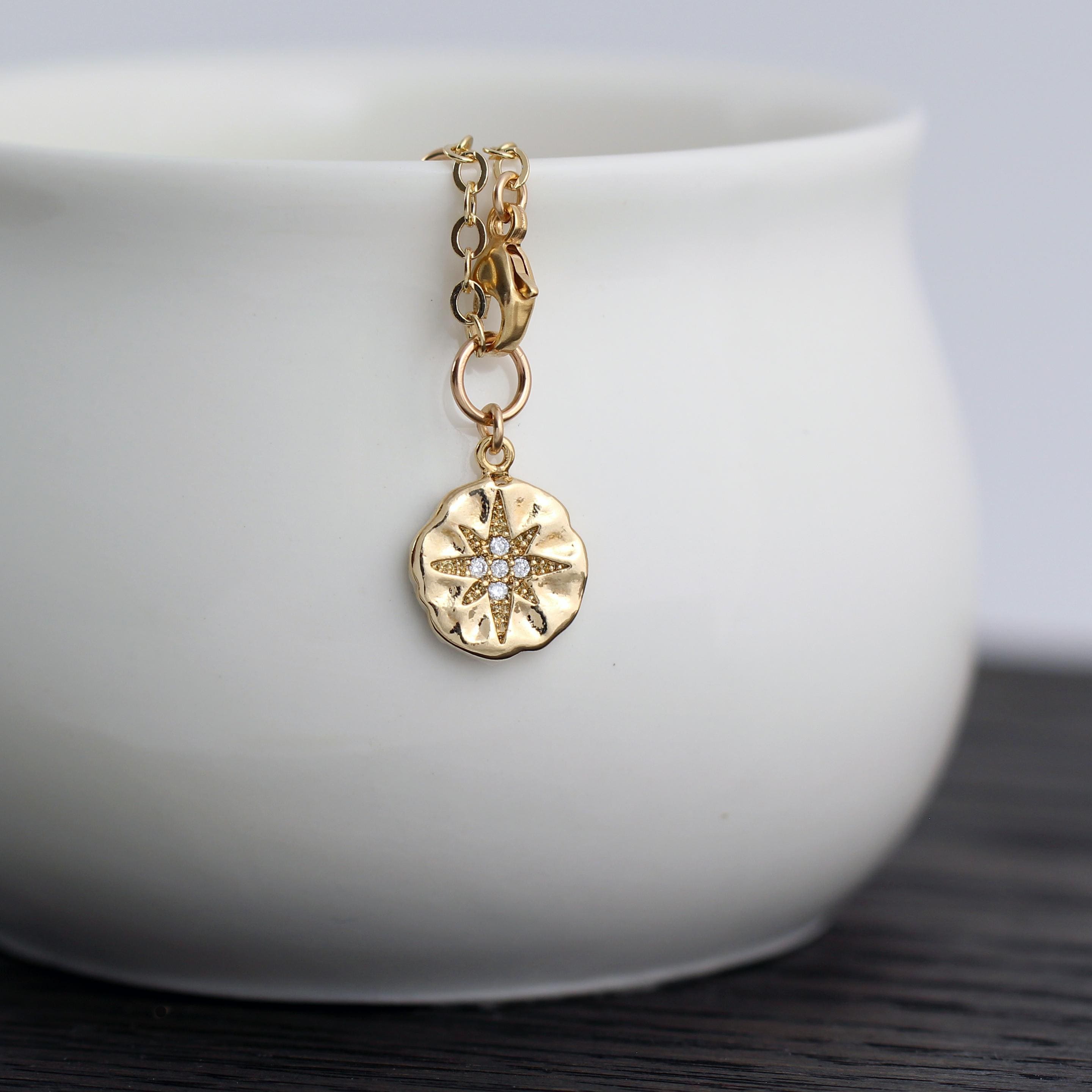 14k Gold Starburst Survivor Bracelet: Inspirational CZ Diamond Jewelry