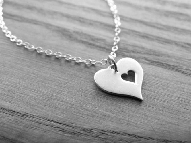 Sterling Silver Memorial Necklace: Heart in Heaven Sympathy Gift