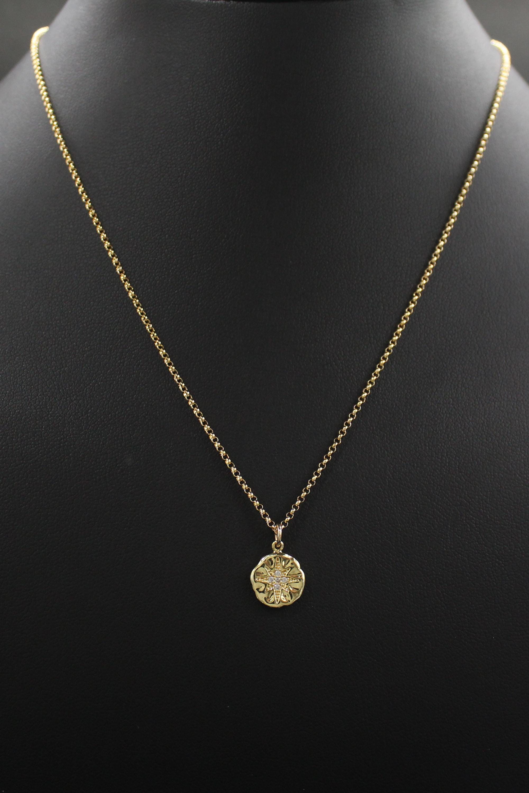 Sweet 16 Necklace: 14k Gold Diamond Starburst Pendant