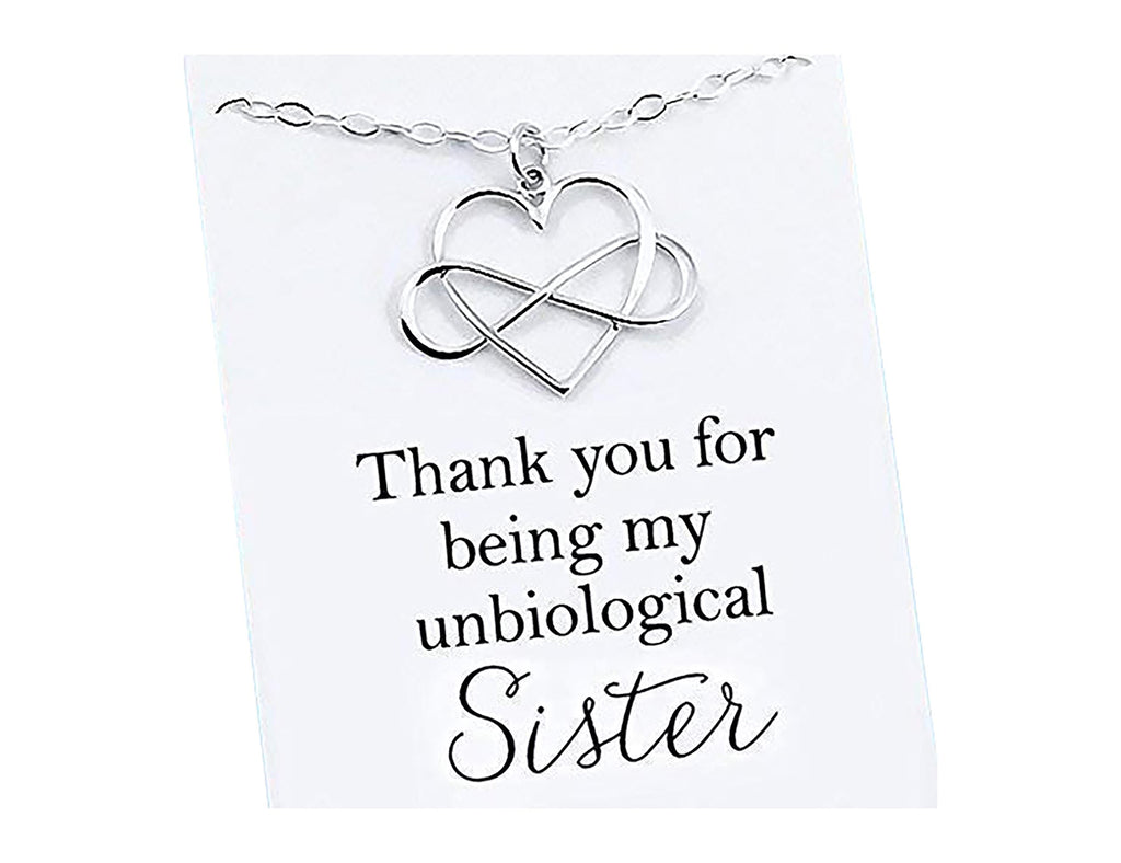 Sterling Silver Infinity Heart Necklace: Unbiological Sister Gift