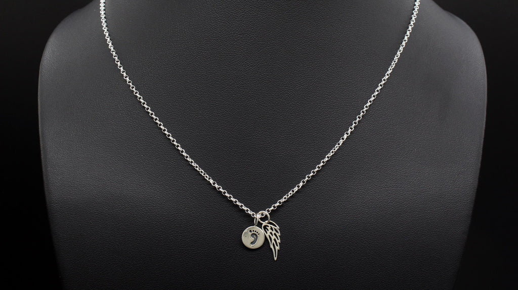 Sterling Silver Angel Wing Necklace: Child Loss Memorial Gift