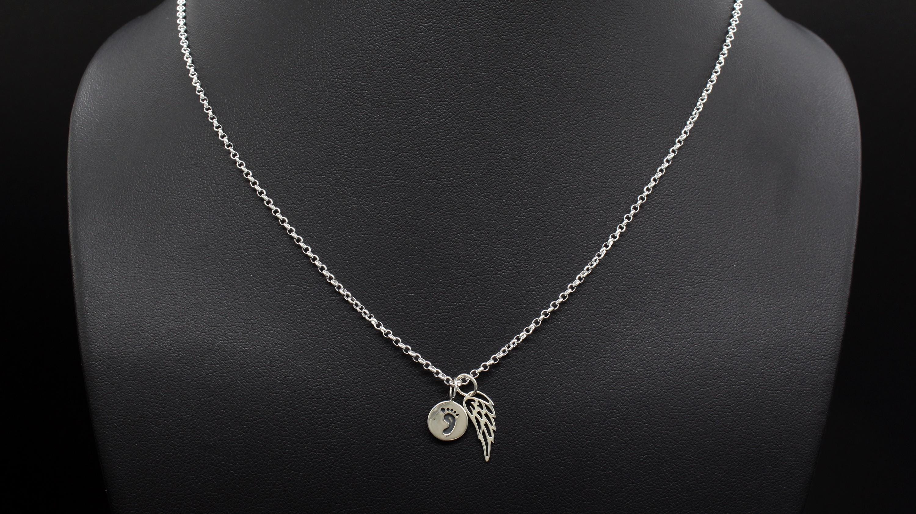 Sterling Silver Angel Wing Necklace: Child Loss Memorial Gift