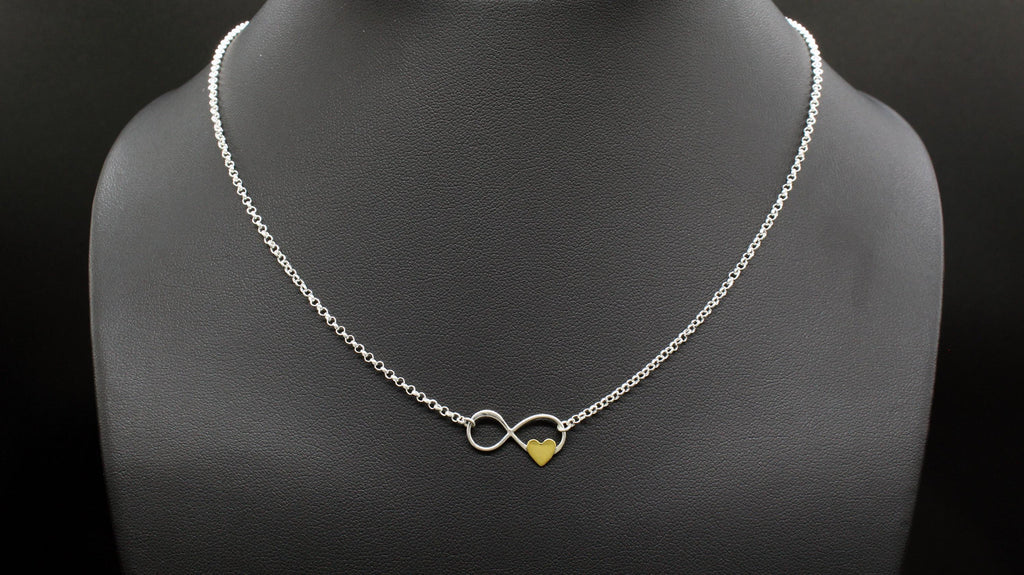 Father Daughter Necklace: Sterling Silver Infinity, Gold Heart