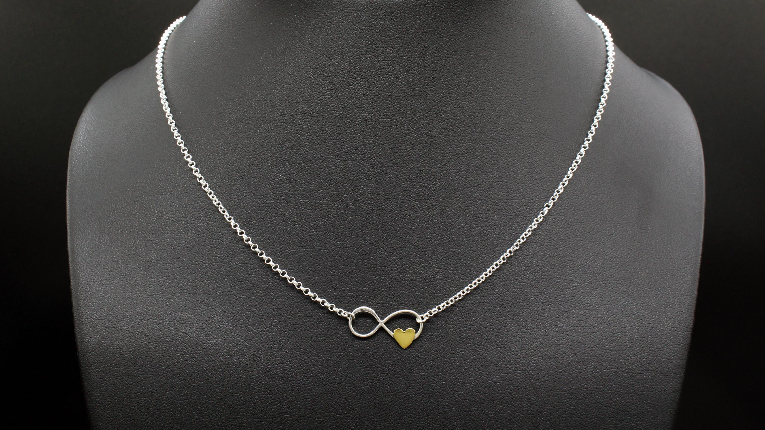 Father Daughter Necklace: Sterling Silver Infinity, Gold Heart