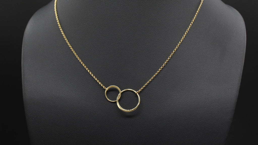 Gold Mother Daughter Necklace: 14k Gold Filled Double Circle Pendant