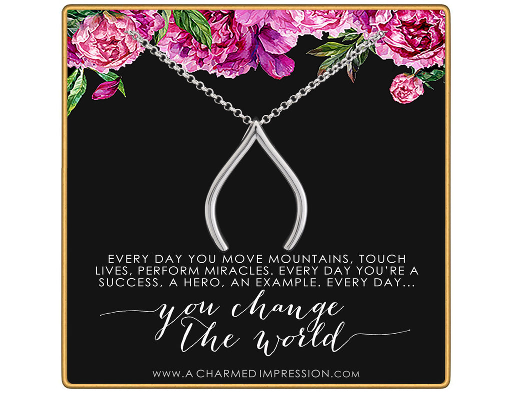 Wishbone Ring Holder Necklace: 14K Gold or Silver Inspirational Jewelry