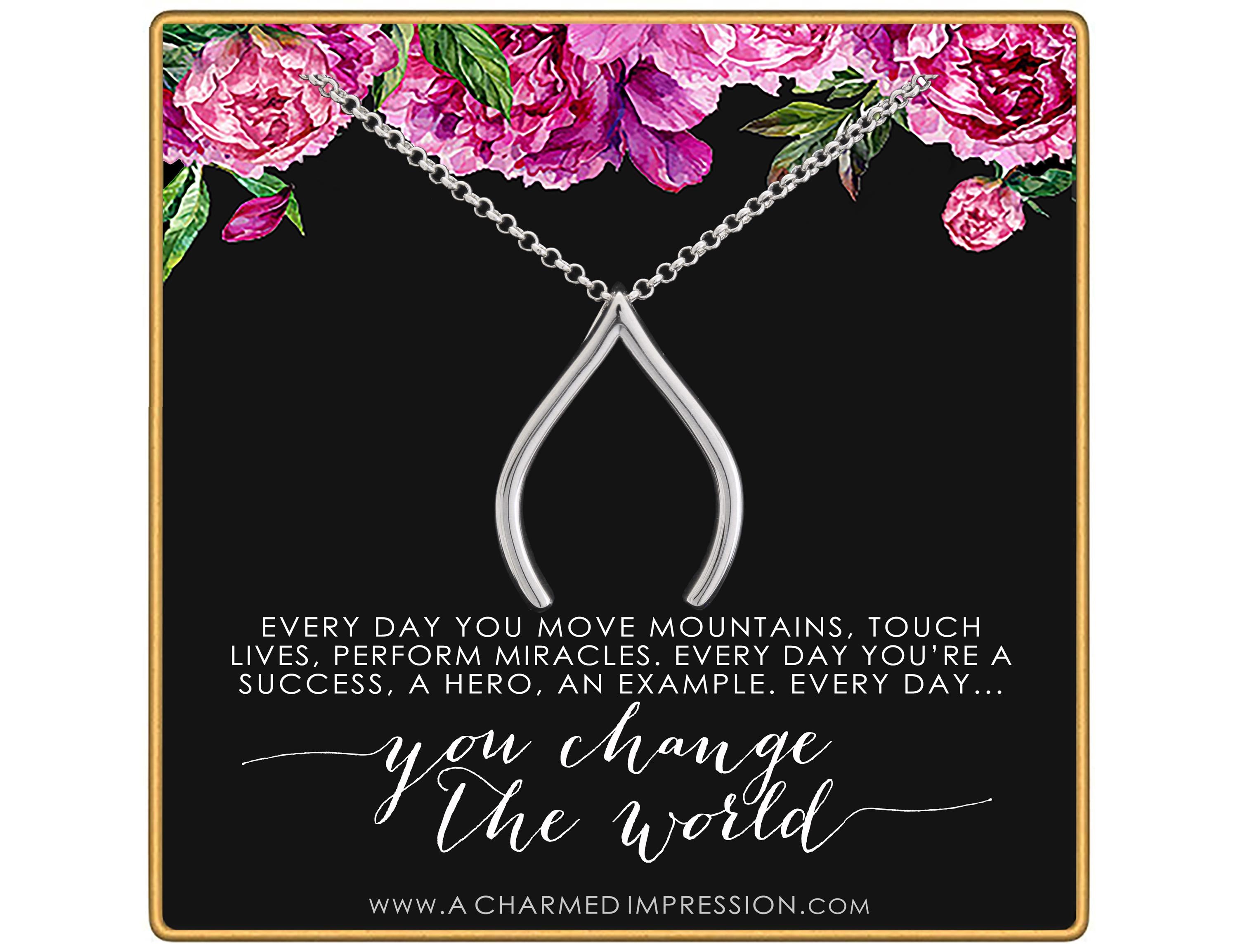 Wishbone Ring Holder Necklace: 14K Gold or Silver Inspirational Jewelry
