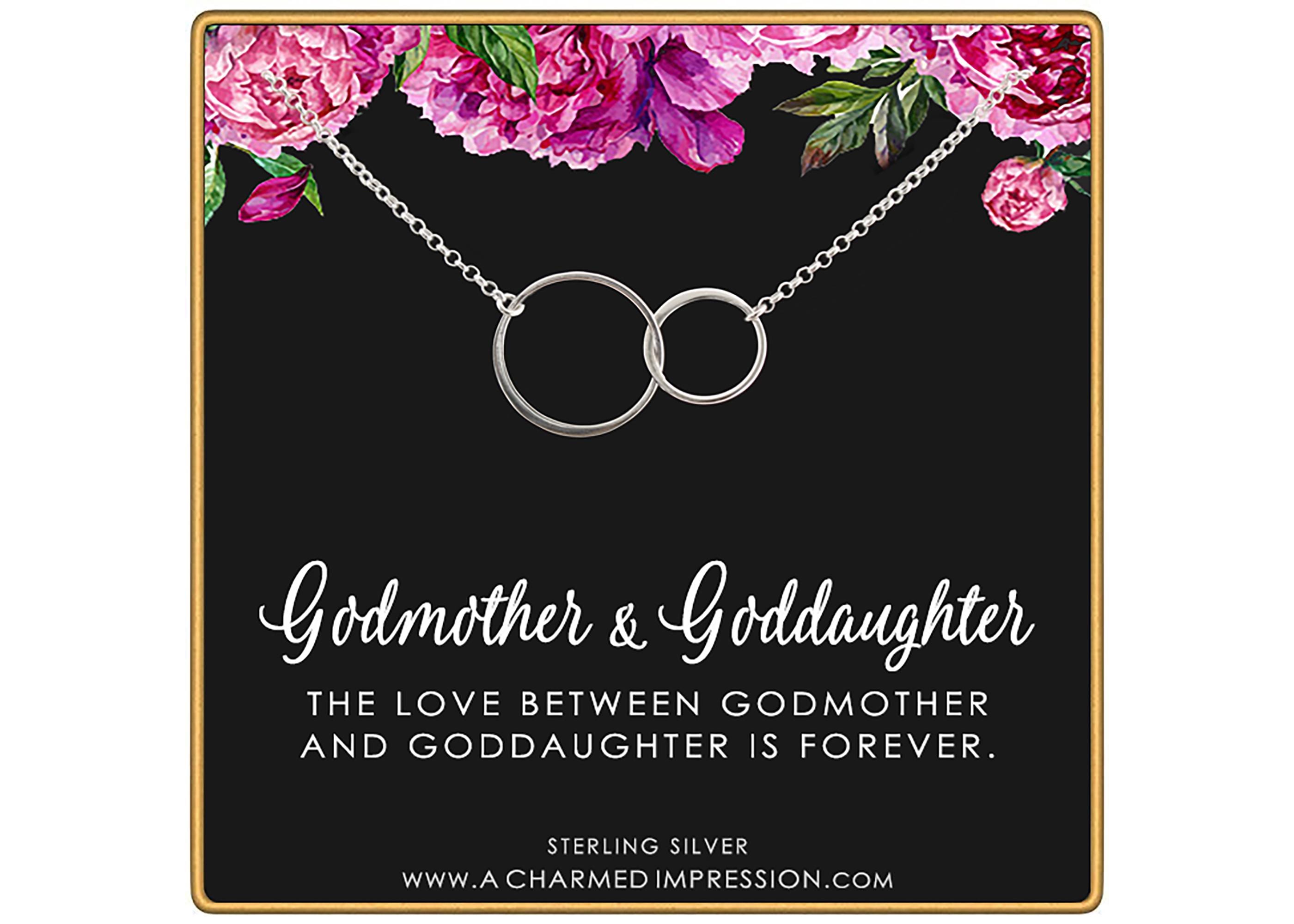 Godmother Goddaughter Necklace: Sterling Silver Connected Circles Gift