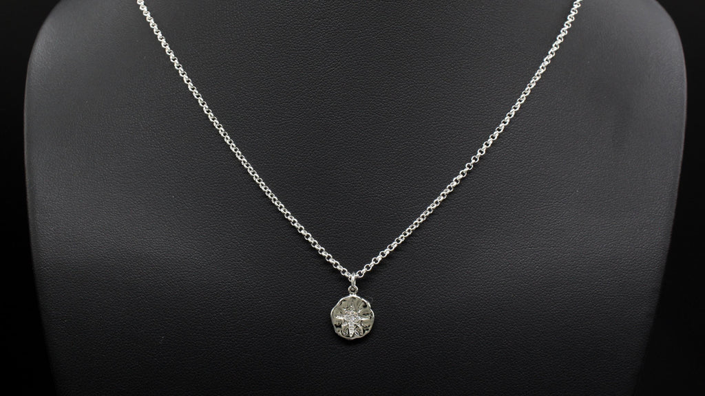 Sweet 16 Gift: Diamond CZ Starburst Pendant Necklace, Silver