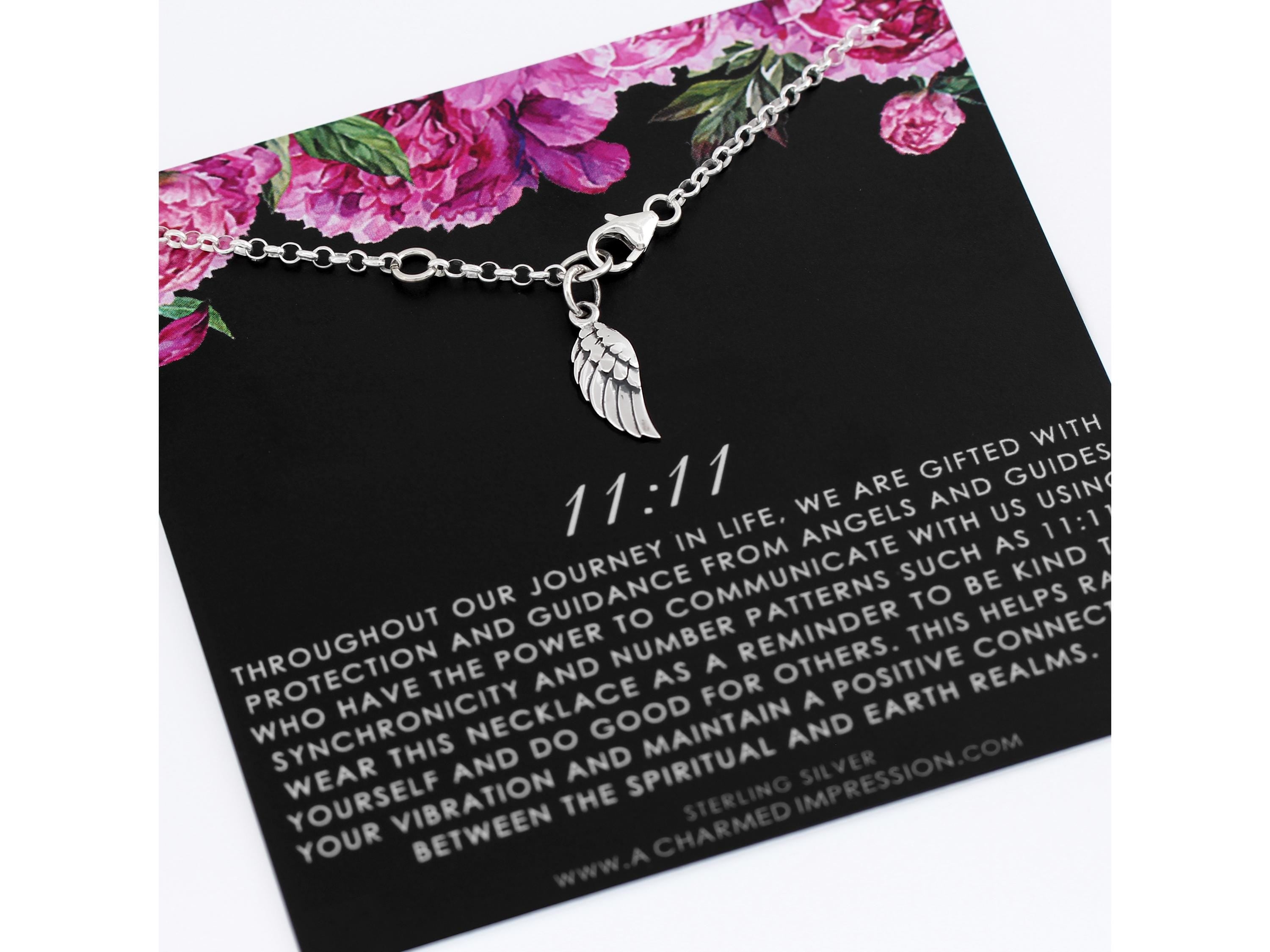 Angel Wing Charm Bracelet: Sterling Silver 11 11 Spiritual Jewelry