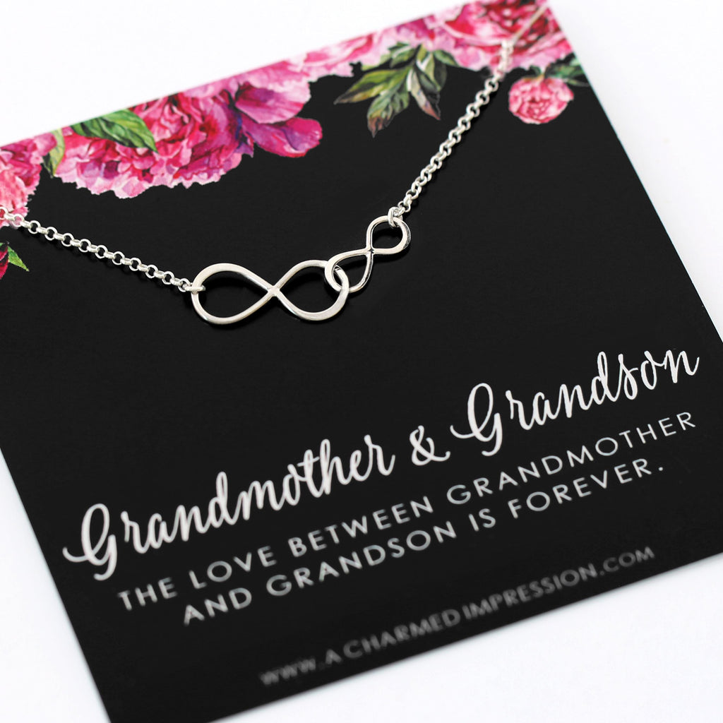 Grandmother Grandson Sterling Silver Necklace: Personalized Grandma Gift
