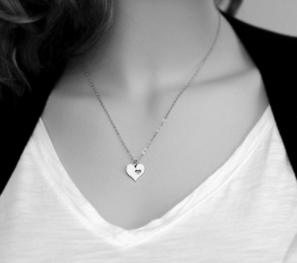 Sterling Silver Memorial Necklace: Heart in Heaven Sympathy Gift