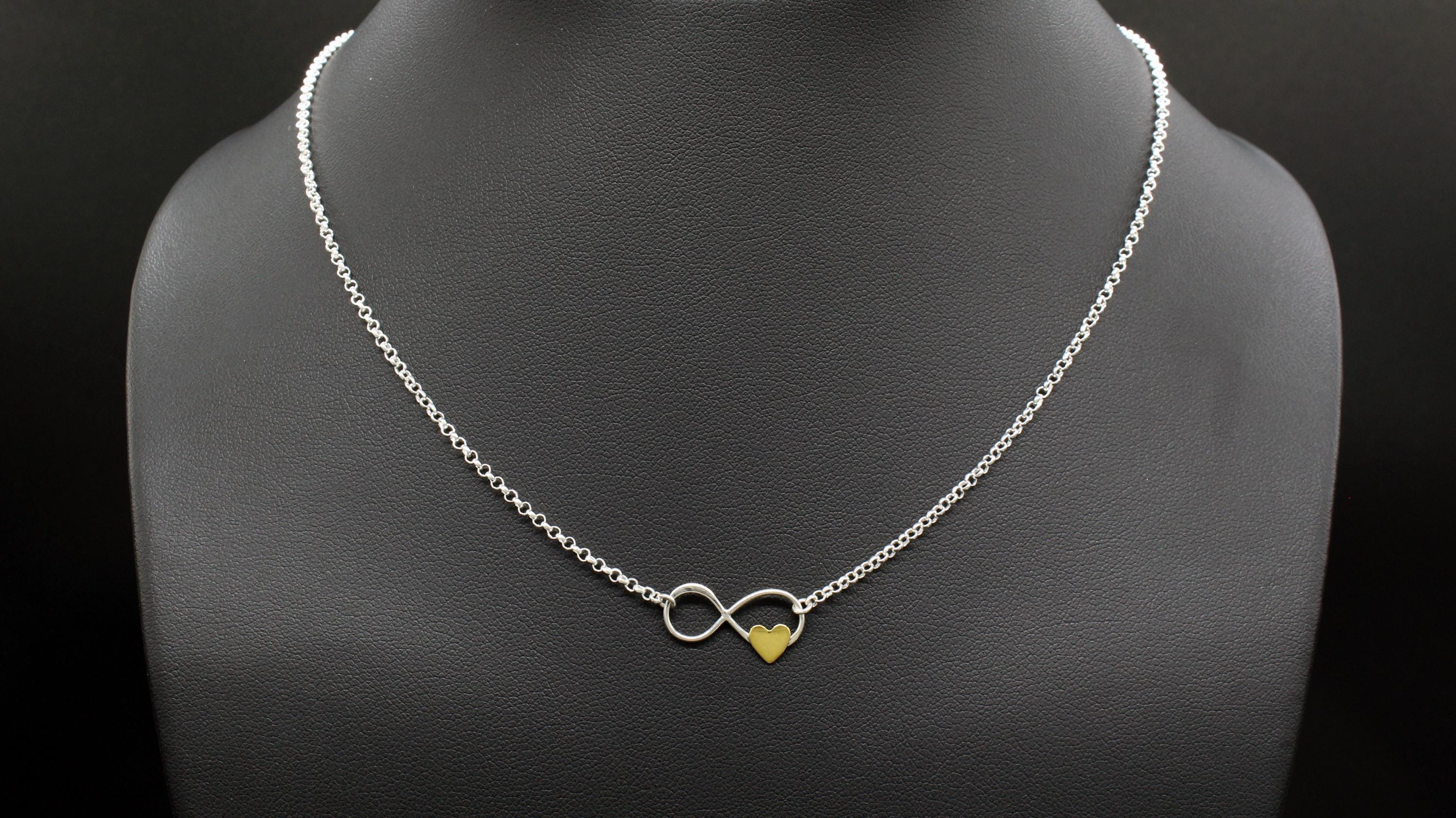 Father and Daughter Gift Necklace . Dainty Infinity with Heart Charm . Father Daughter Jewelry . Minimalist Pendant Necklace