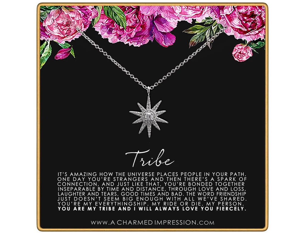 Sterling Silver Starburst Necklace: Soul Sister Friendship Gift