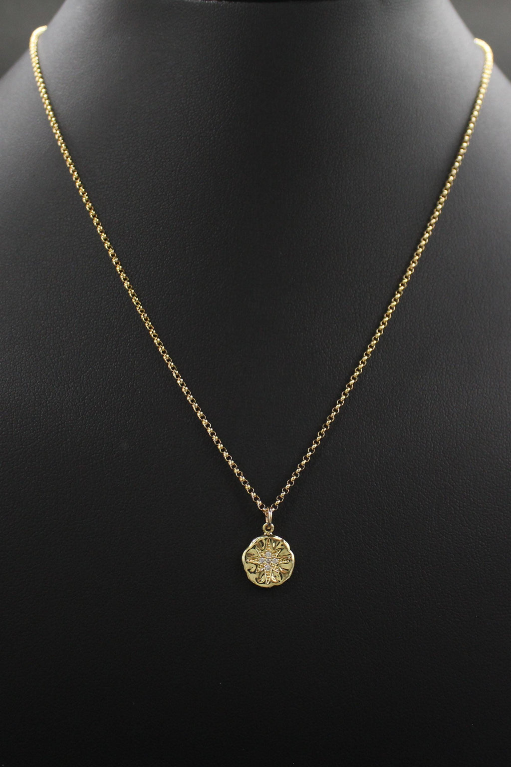 Retirement Gift: 14k Gold Diamond Starburst Pendant Necklace