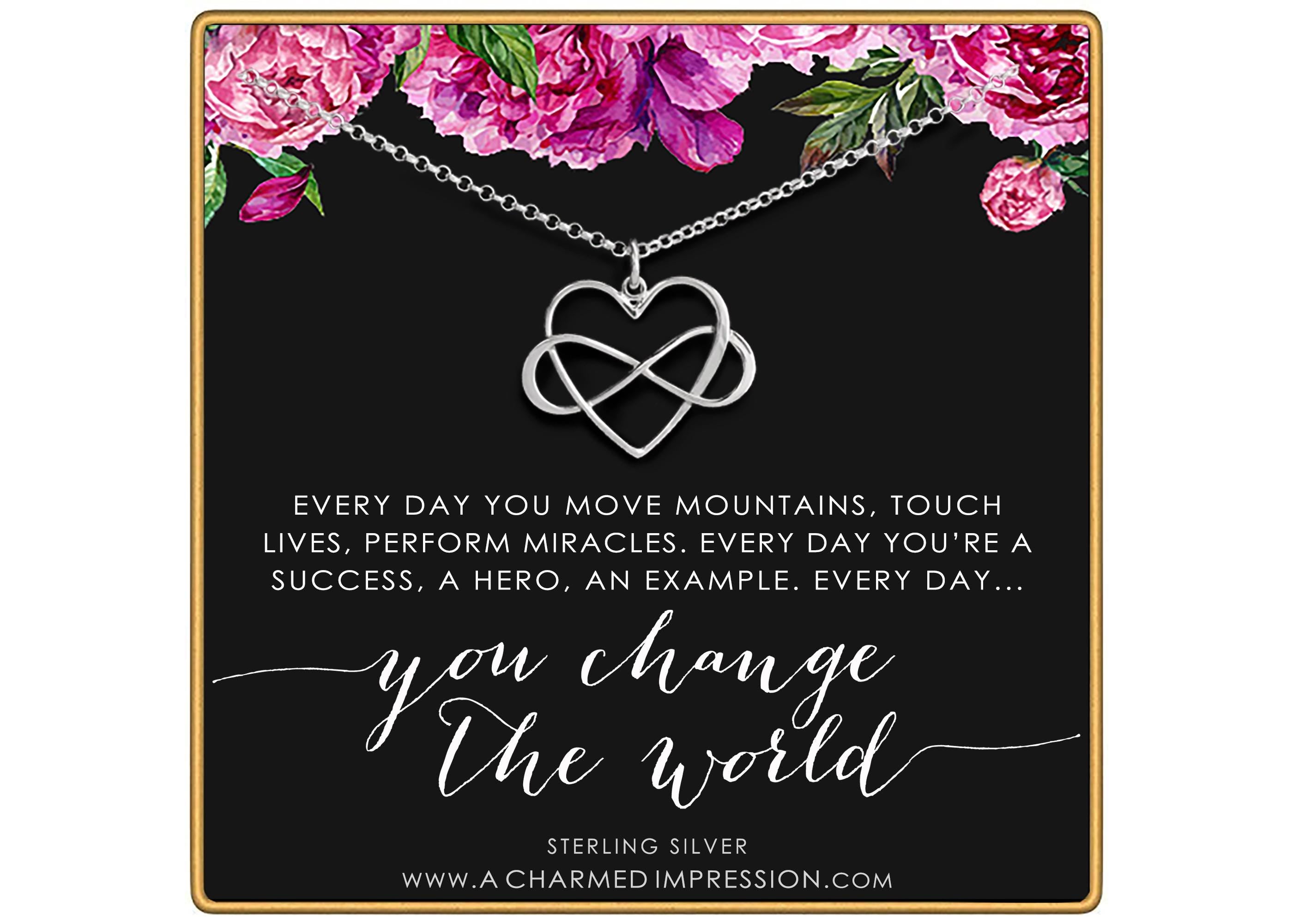 Sterling Silver Heart Infinity Necklace: Inspirational Jewelry