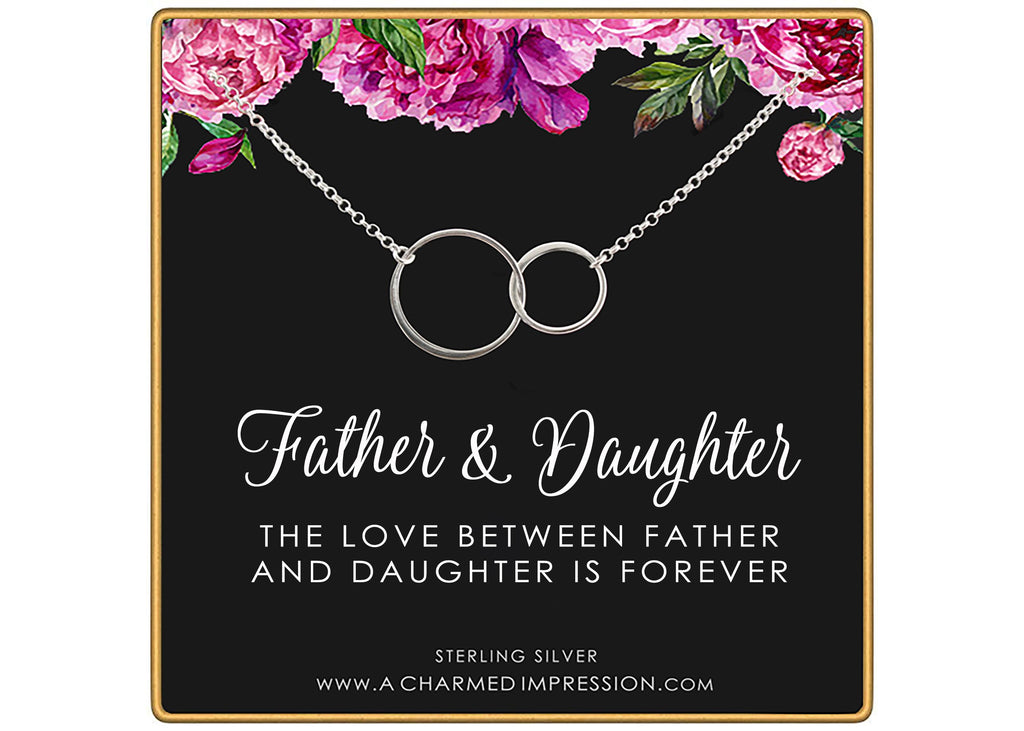 Father Daughter Necklace: Sterling Silver Connected Circles - Handmade